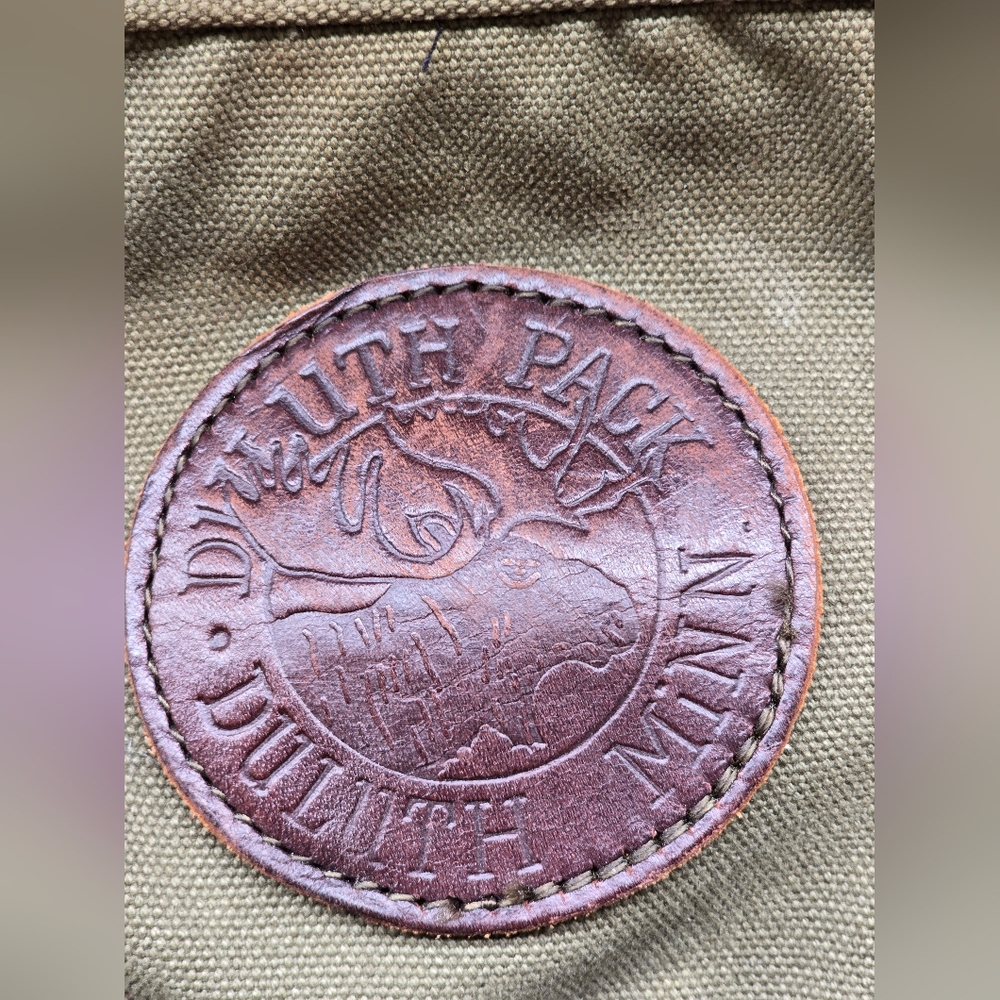 Original 2009 Duluth Trading Co Olive Green Canvas Backpack Leather & Brass EXC - Picture 16 of 16